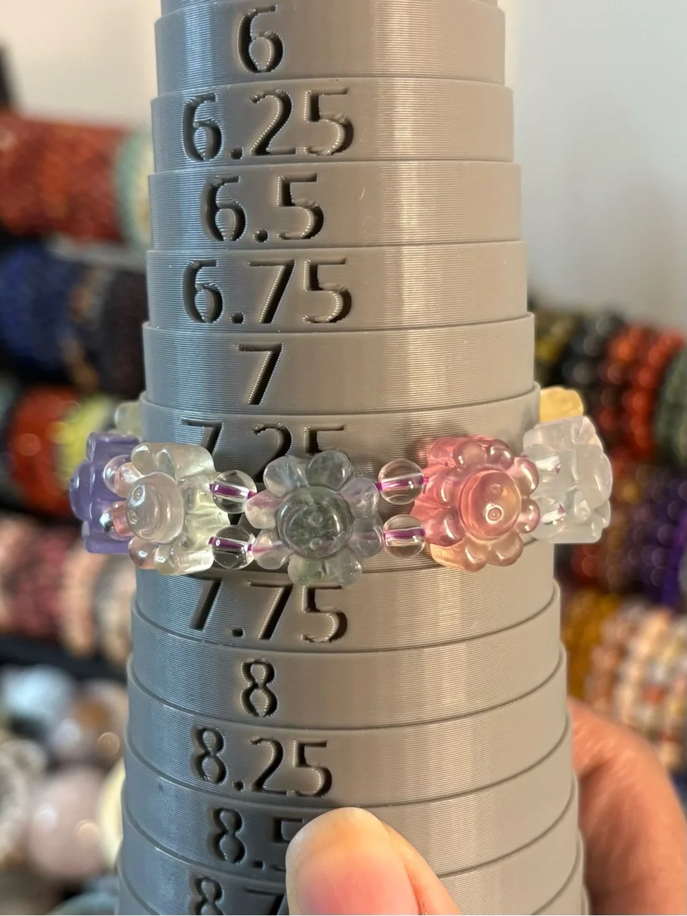 Rainbow Fluorite Smiley Face Crystal Bangle